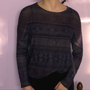 Multicolored Navy Patterned Sweater